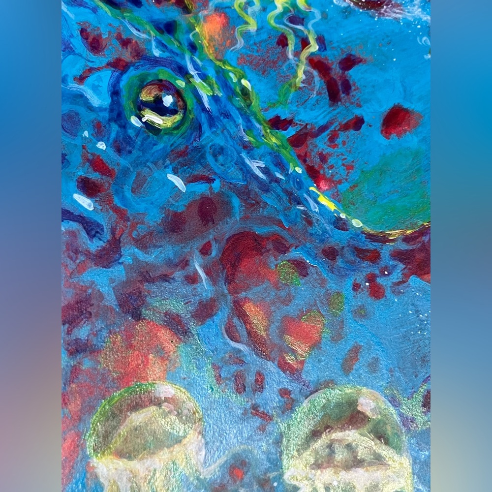 Original painting octopus jelly fish art ocean nature surreal Artettina USA - Picture 3 of 7